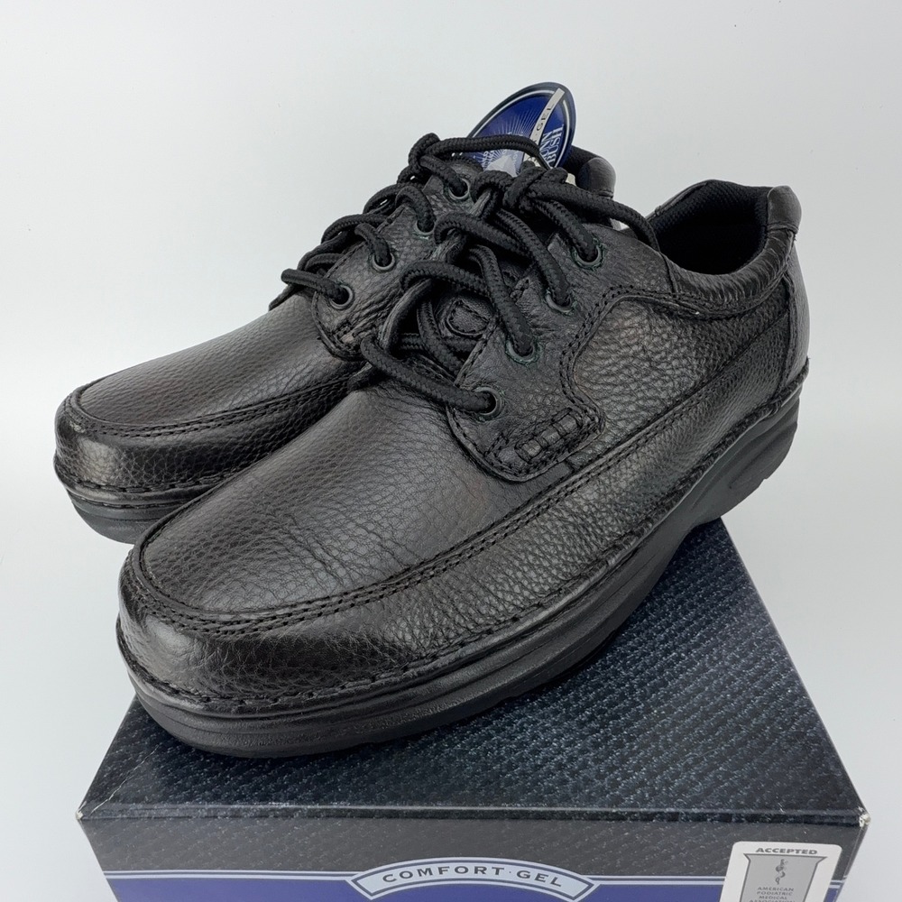 Nunn Bush Cameron Black Tumble Leather Comfort Gel Oxford Shoes‎ Mens 9M NIB